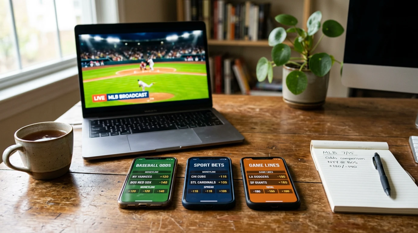 Three sportsbook screens displayed side-by-side comparing MLB moneyline prices
