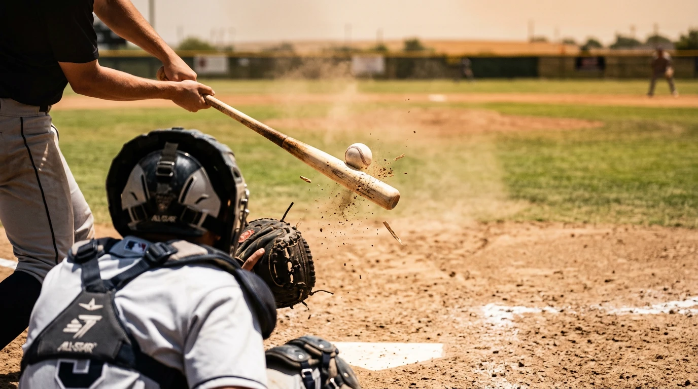 Thermometer beside a baseball graphic with home run rate climate trend overlay