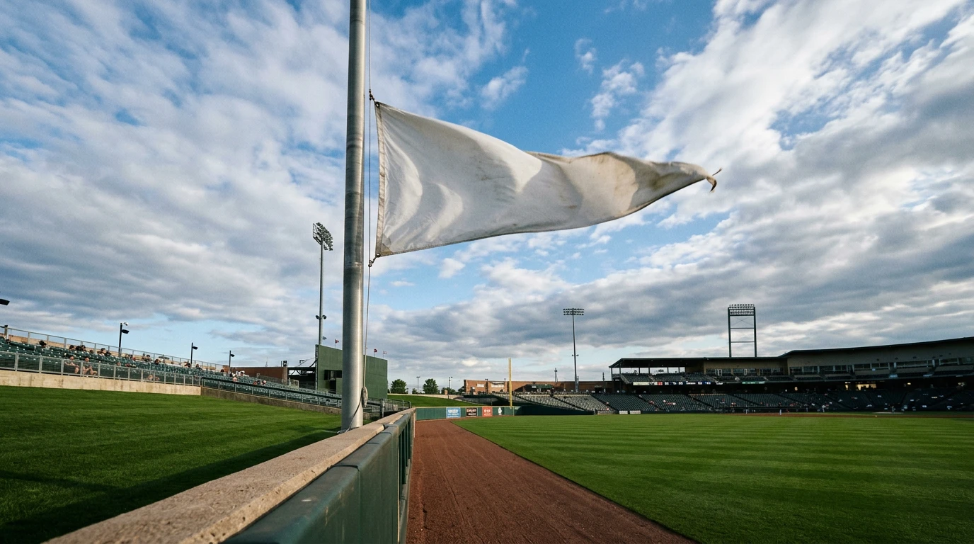 Wind direction arrows over a baseball diamond with totals line forecasting graphic